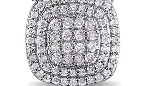 Delmar Double Halo Diamond Pendant Necklace & Drop Earrings Set In Silver