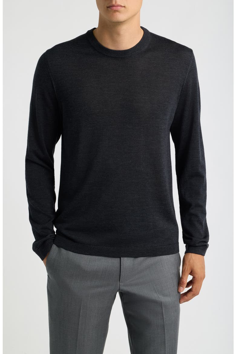Wool & Silk Crewneck Sweater, Main, color, CHARCOAL