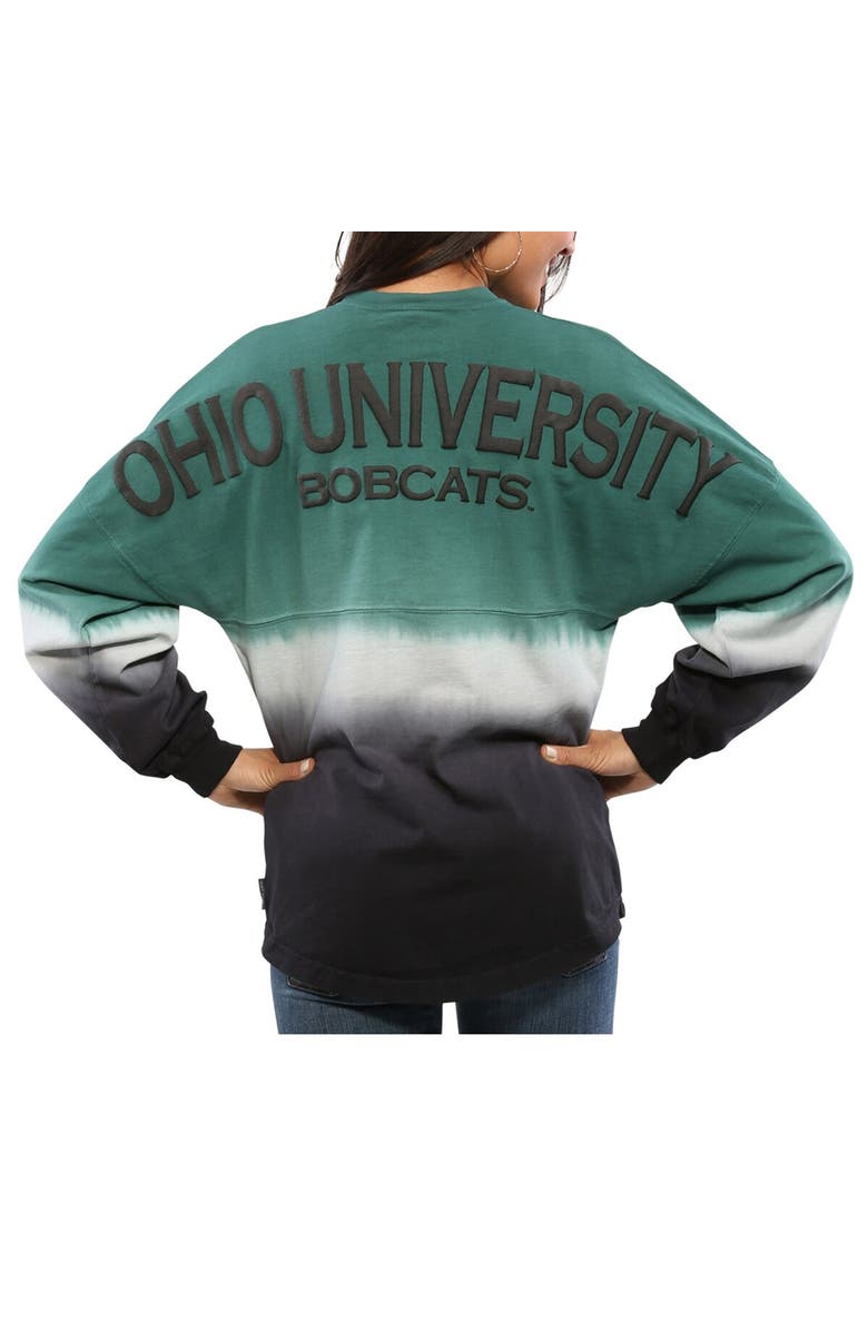 SPIRIT JERSEY Women's Green Ohio Bobcats Ombre Long Sleeve Dip-Dyed Spirit Jersey, Alternate, color, Green