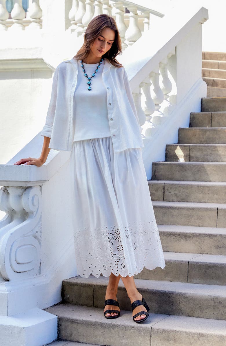 Karen Kane Linen Button-Up Shirt, Alternate, color, Off White