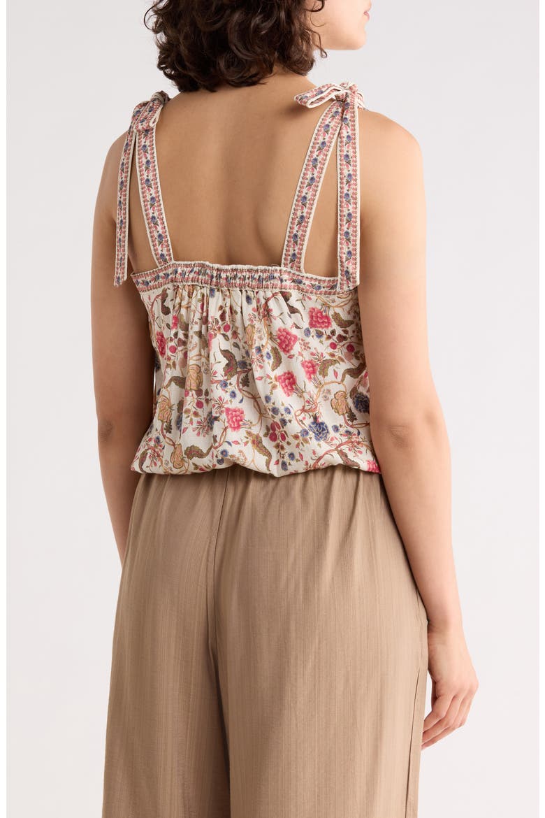 Tie Shoulder Bubble Hem Top, Alternate, color, CREAM/ RED FLORAL MUSE