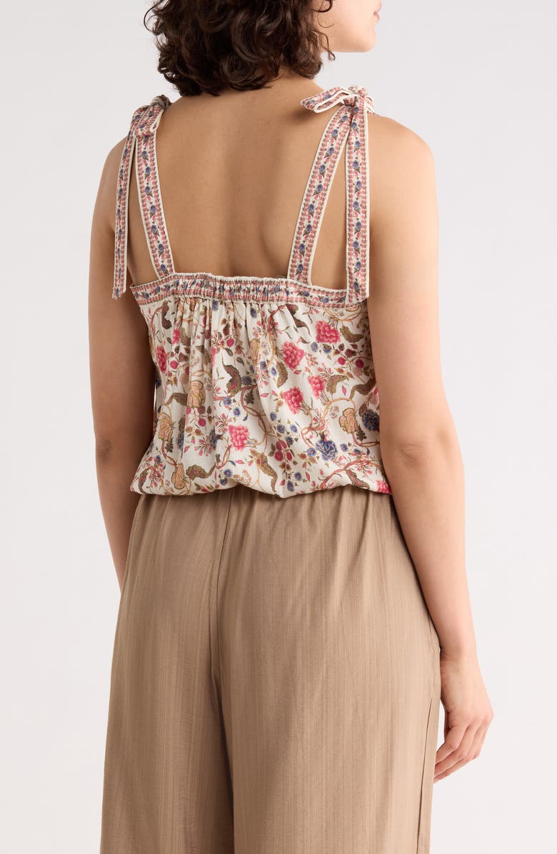MAX STUDIO Tie Shoulder Bubble Hem Top, Alternate, color, Cream/ Red Floral Muse