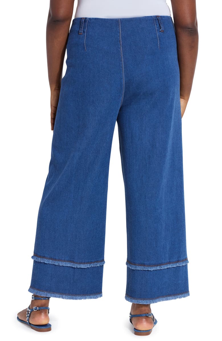 Lysse Pull-On Fringe Crop Wide Leg Jeans, Alternate, color, Mid Wash