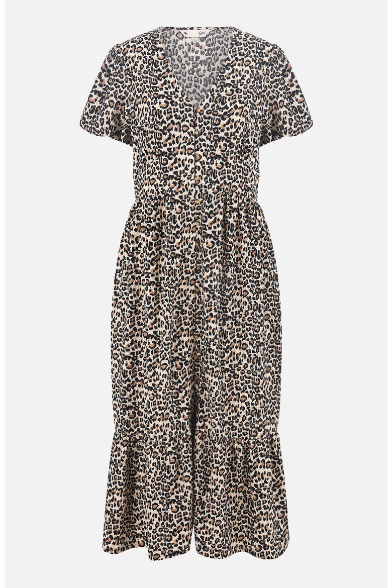 Pleated Button Through Midi Dress, Alternate, color, Brown