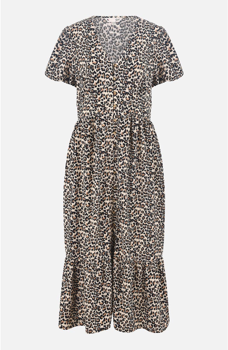 Yumi Pleated Button Through Midi Dress, Alternate, color, Brown