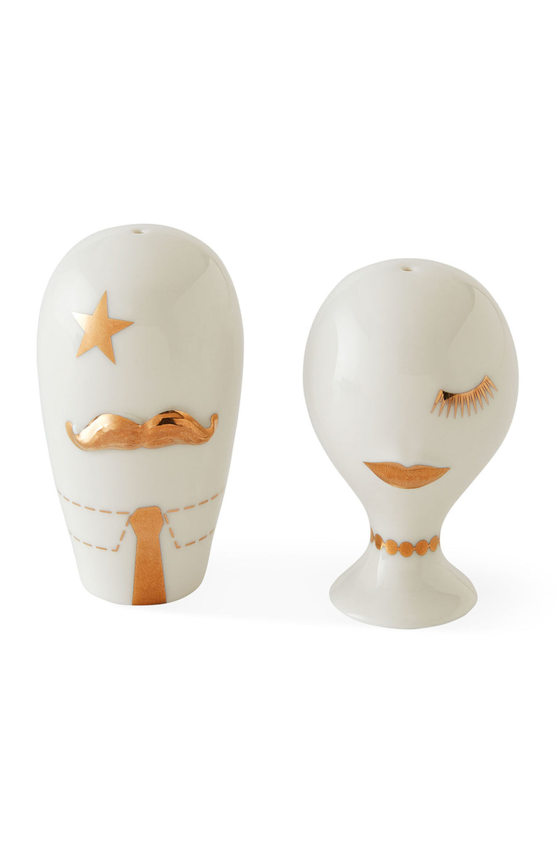Jonathan Adler Gilded Mr. & Mrs. Muse Salt and Pepper Set, Main, color, 