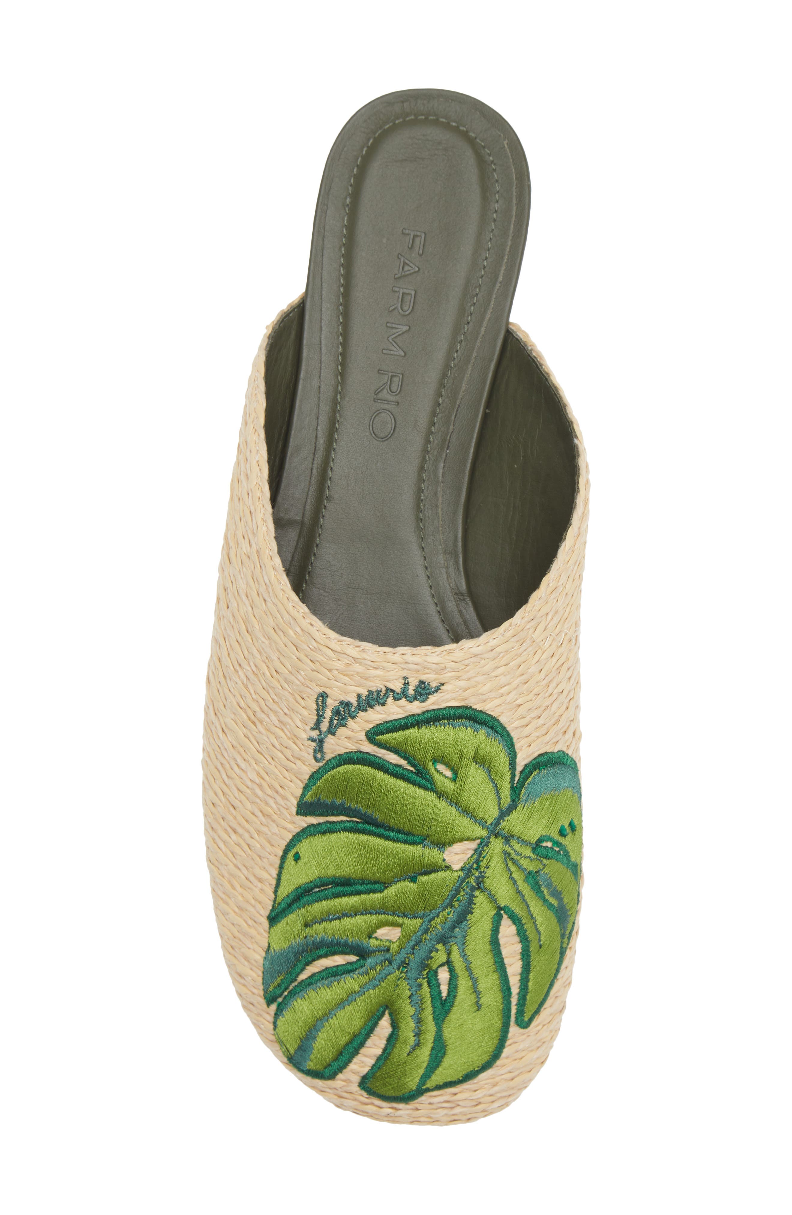 FARM Rio <p>Raffia Icons Flat Mule (Women) </p>, Alternate, color, Monstera Military