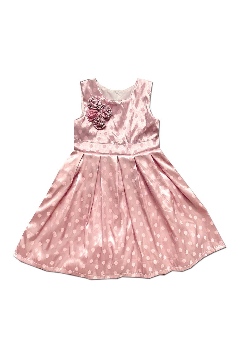 Kids' Alice Fit & Flare Rosette Dress, Main, color, BLUSH