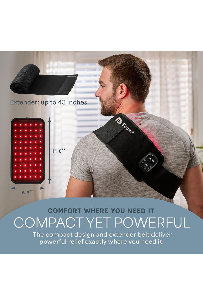 Allevared Micro Red Light Therapy Belt  660nm & 850nm Near Infrared Red Light Pad, Alternate, color, Black