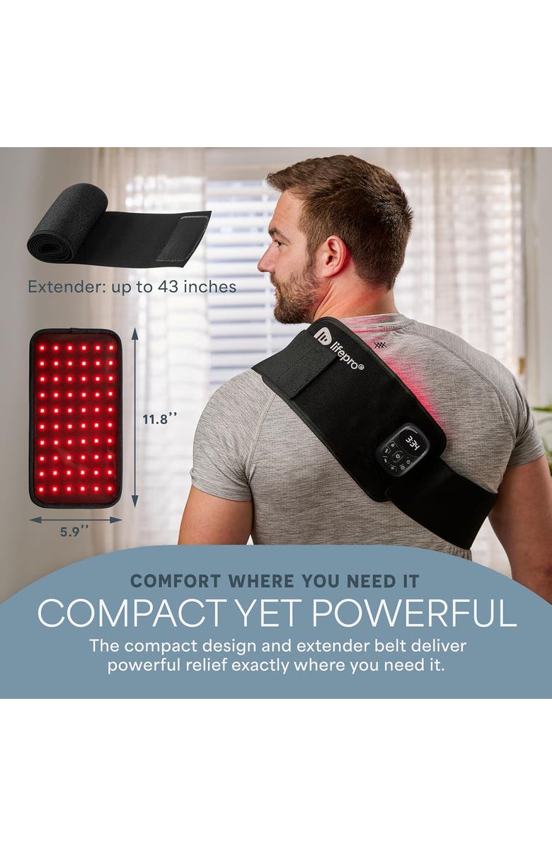 Lifepro Allevared Micro Red Light Therapy Belt  660nm & 850nm Near Infrared Red Light Pad, Alternate, color, Black