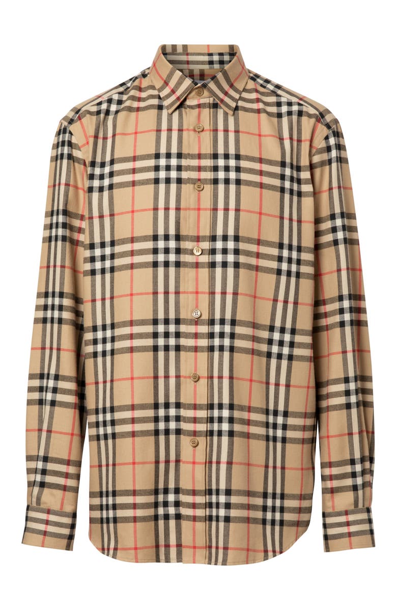 Burberry Chambers Check Button-Up Flannel Shirt, Alternate, color,