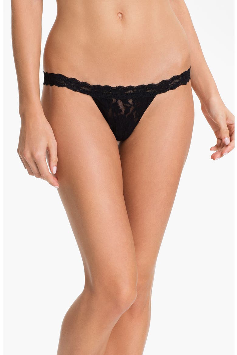 Signature Lace Low Rise G-String, Main, color, BLACK