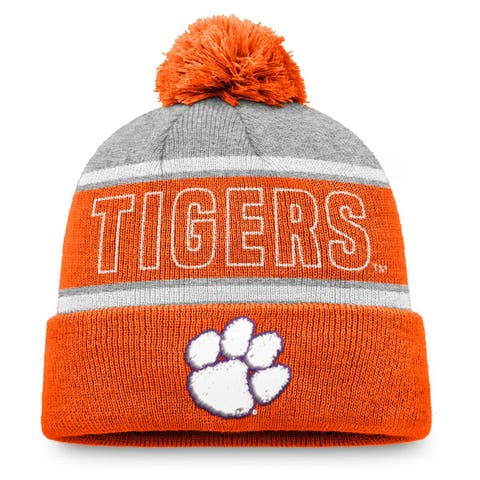 Men's Top of the World Orange Clemson Tigers Two-Tone Cuffed Knit Hat with Pom
