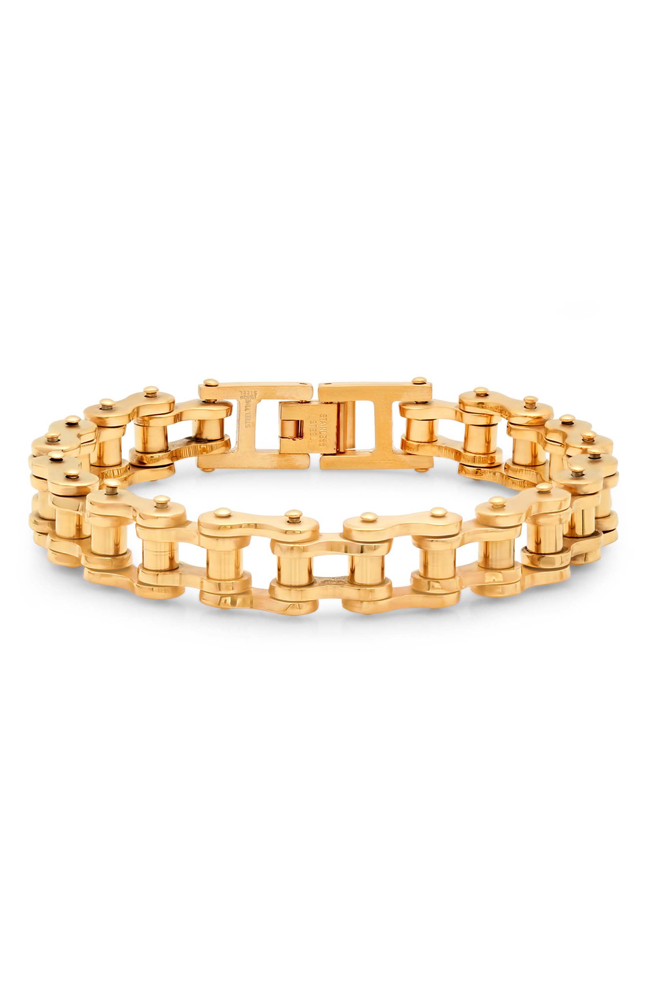 STEELTIME 18K Gold Bolt Watch Band Chain Bracelet