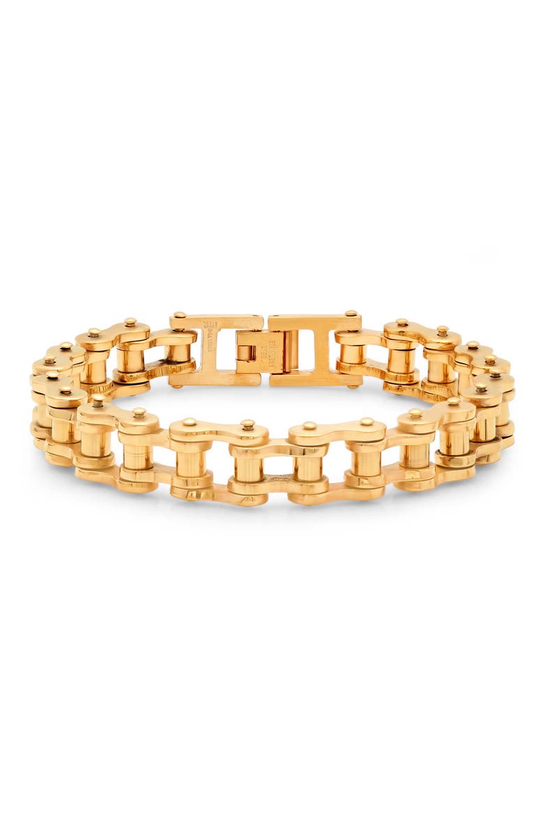 18K Gold Bolt Watch Band Chain Bracelet, Main, color, GOLD