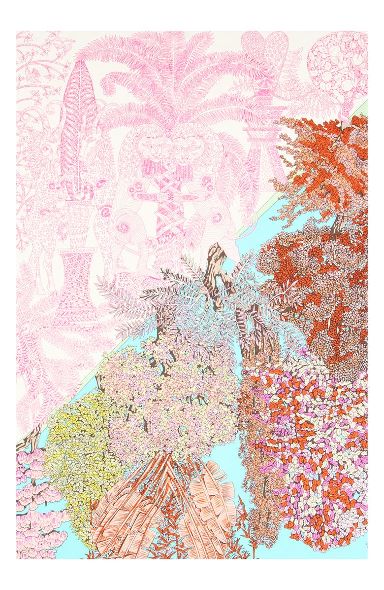 Viens Avec Moi Floral Dream Large Silk Square Scarf, Alternate, color, Blue And Pink