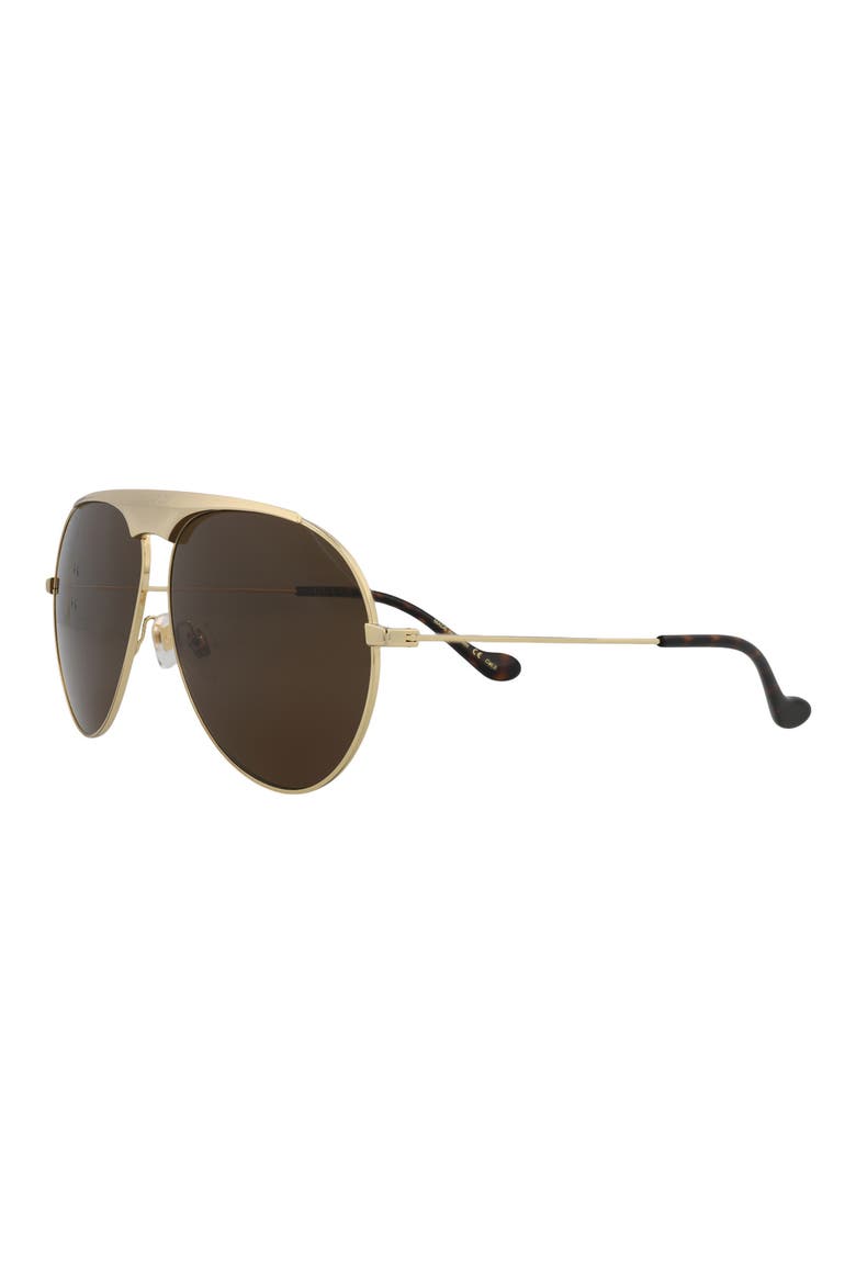 65mm Oversize Aviator Sunglasses, Alternate, color, GOLD GOLD BROWN