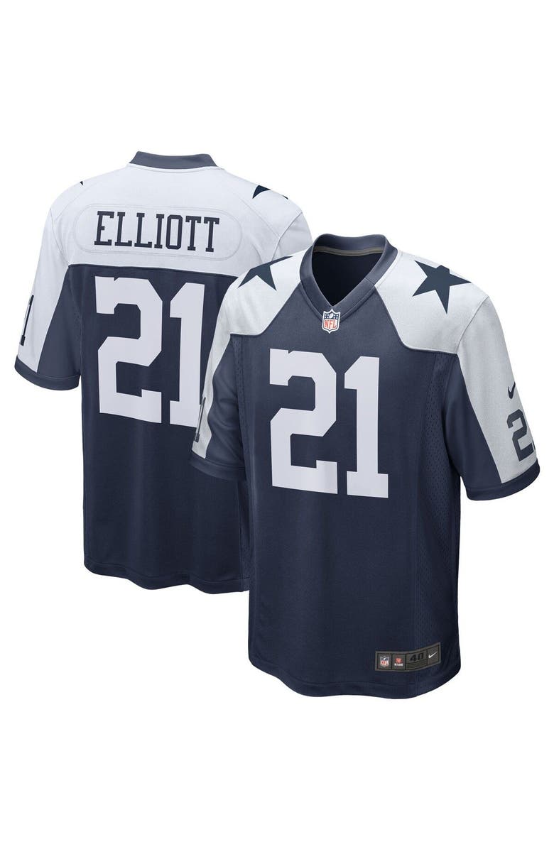 Nike Men's Nike Ezekiel Elliott Navy Dallas Cowboys Alternate Game Team Jersey, Alternate, color,