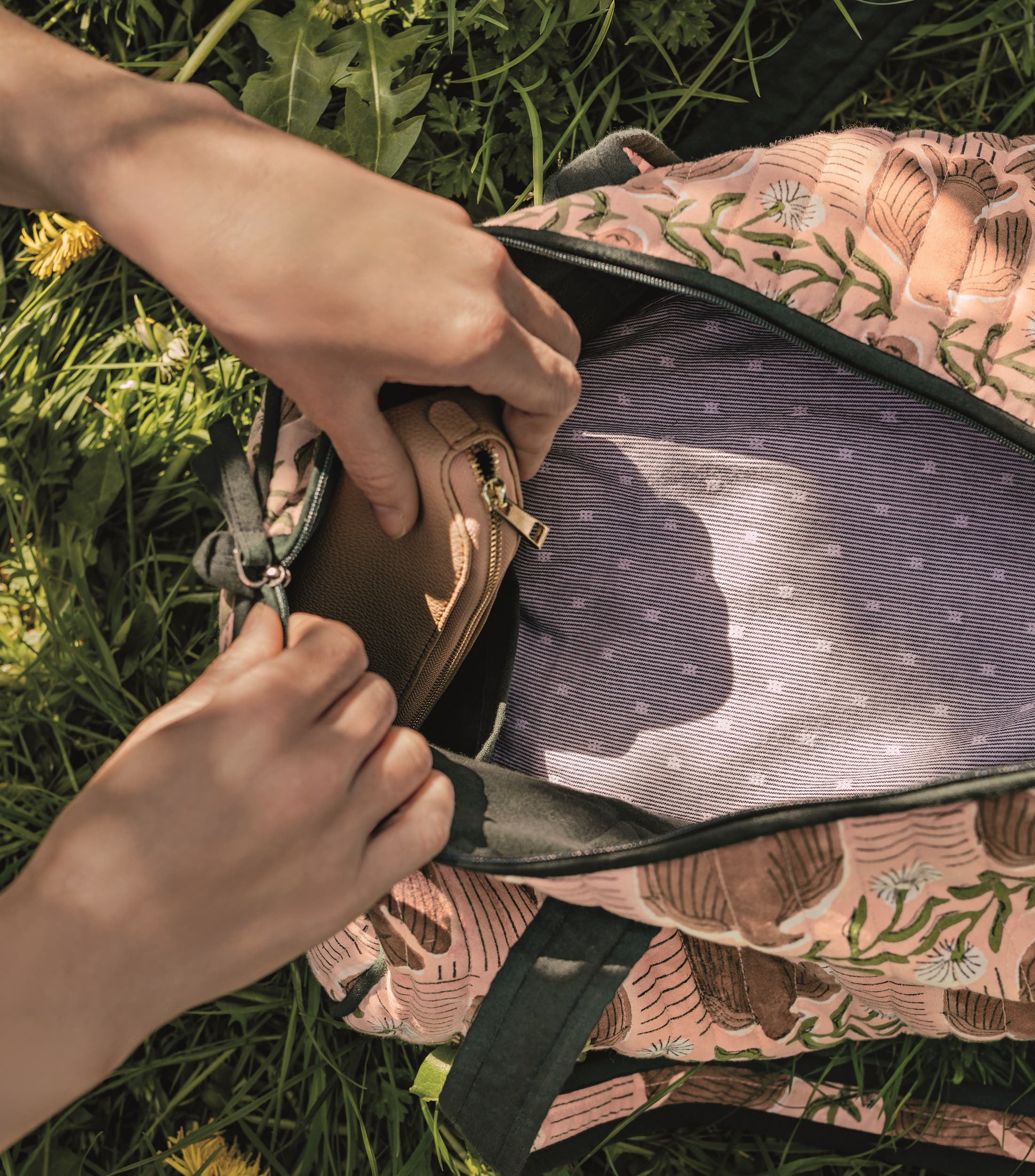 Danica Brands Peregrine Block Print Weekender Bag, Alternate, color, Beige