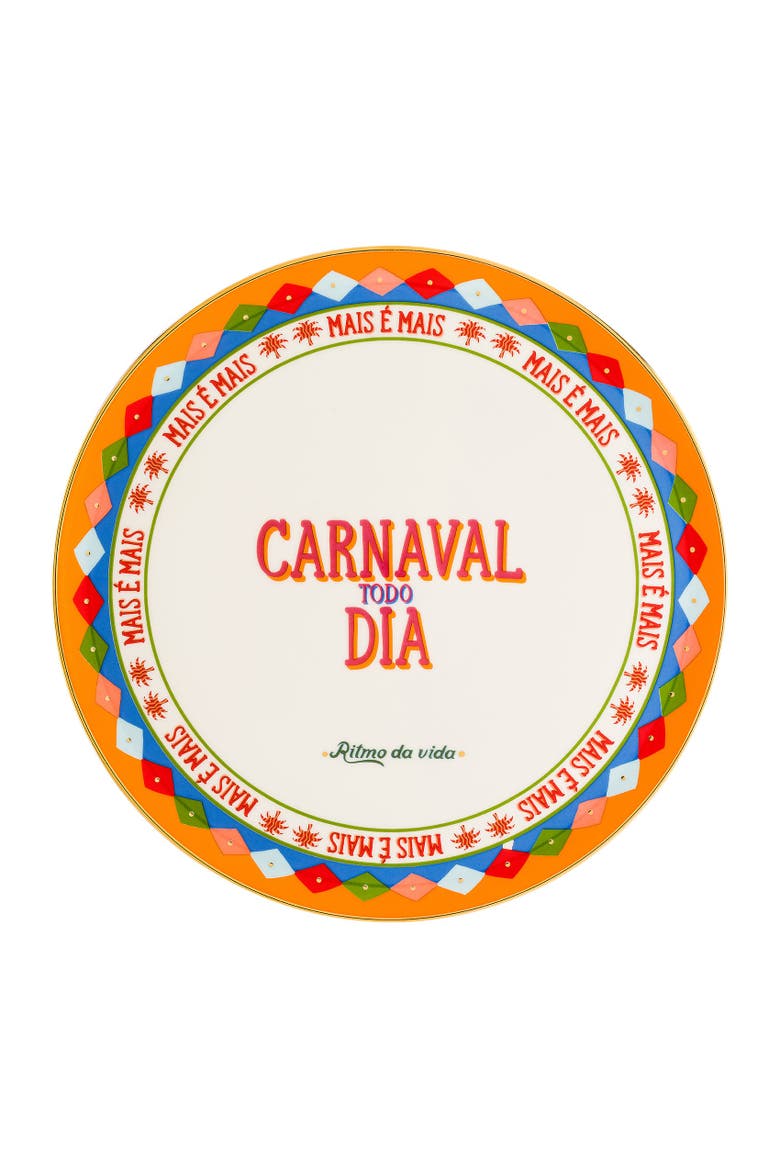 Lublin Carnaval Rimmed Porcelain Pizza Artisan Ceramic, Main, color, White