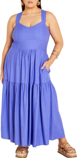 City Chic Womens discount size M/18 dress light blue Maxi Frill Treasure