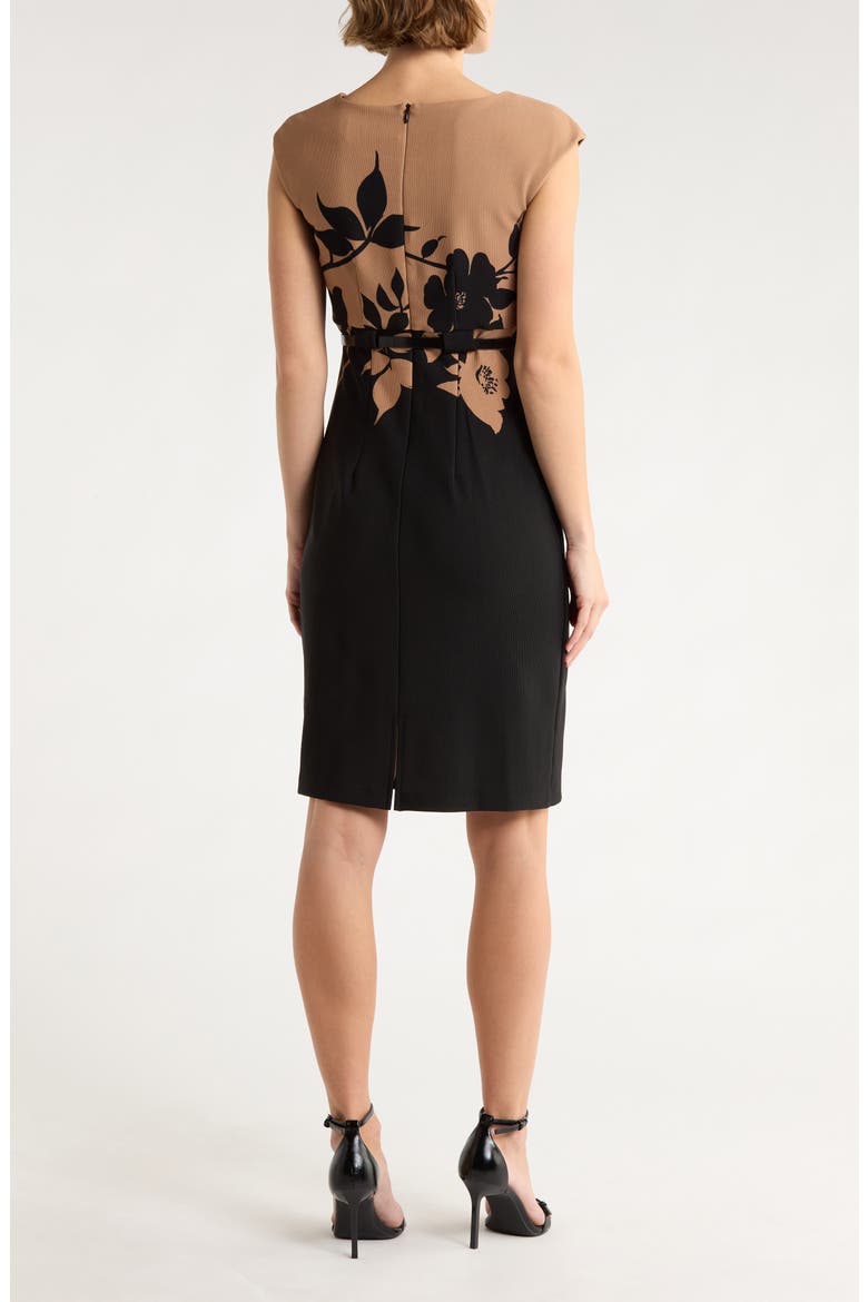 Belted Sheath Dress, Alternate, color, BLACK/ GOLD