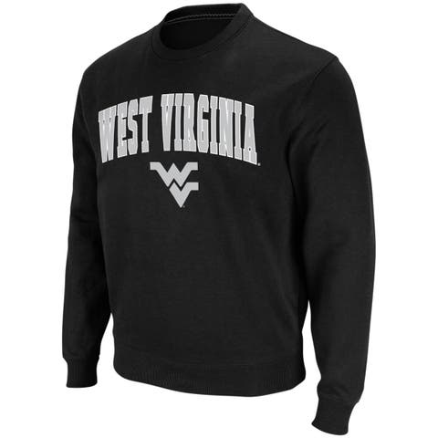 Men's Colosseum Black West Virginia Mountaineers Arch & Logo Crew Neck Sweatshirt