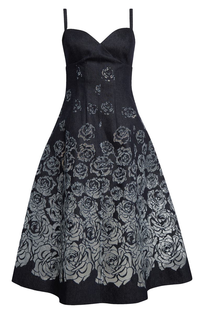 Oscar de la Renta Devoré Rose Denim Dress, Alternate, color, 