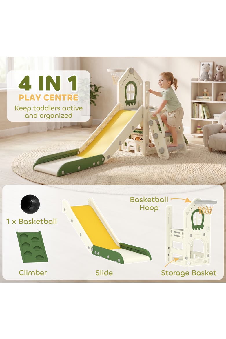 5-in-1 Toddler Slide, Foldable Playset with Ladder & Climber, Cream White, Alternate, color, Cream White