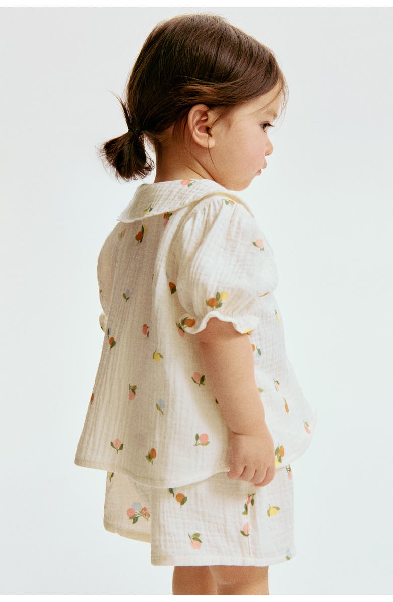 H&M 2-piece Cotton Muslin Set, Alternate, color, White/Berries