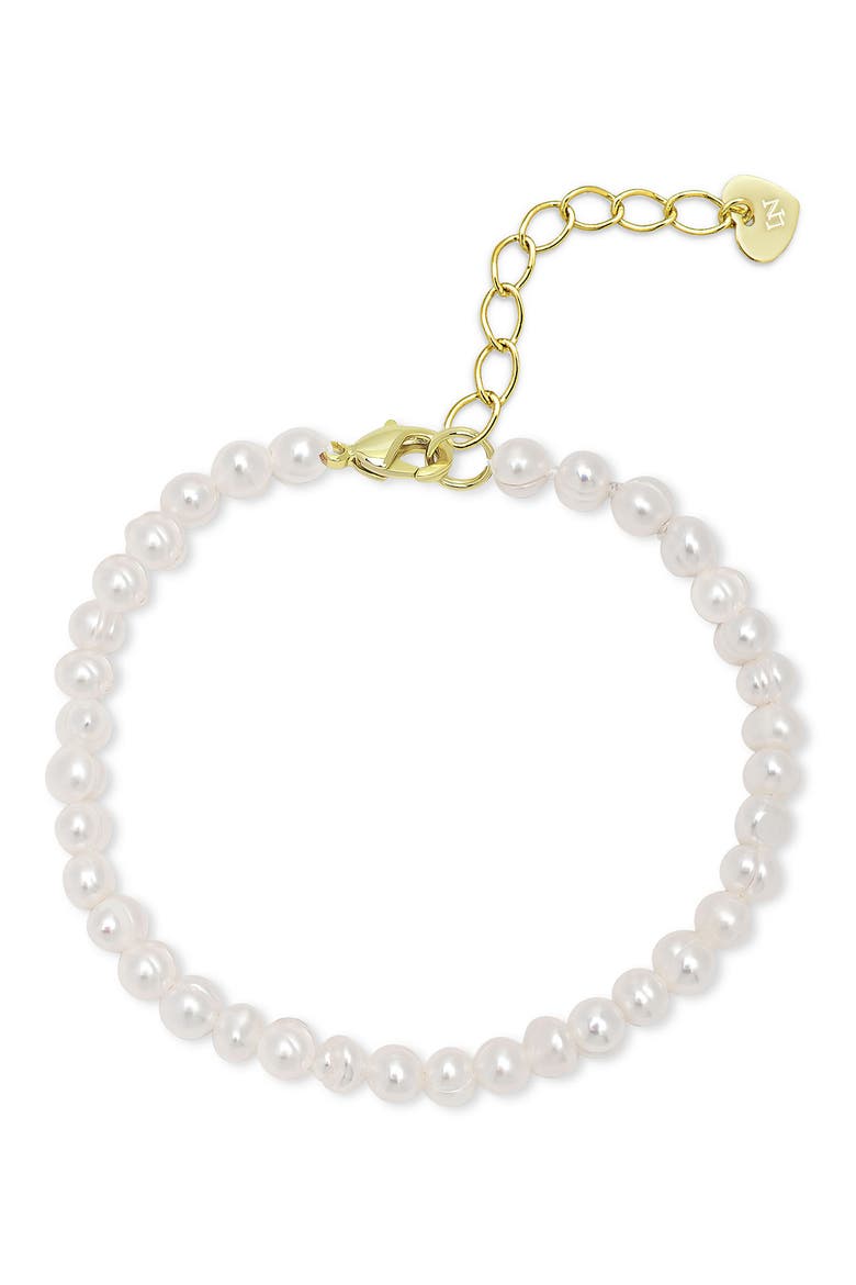 Kids' Freshwater Pearl Necklace, Stud Earrings & Bracelet Set, Alternate, color, GOLD