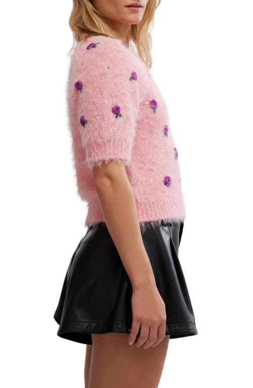 FREE PEOPLE FREE PEOPLE WINTER BLOOMS APPLIQUÉ SHORT SLEEVE SWEATER 