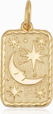 Oradina 14K Yellow Gold Goodnight Moon Pendant Charm