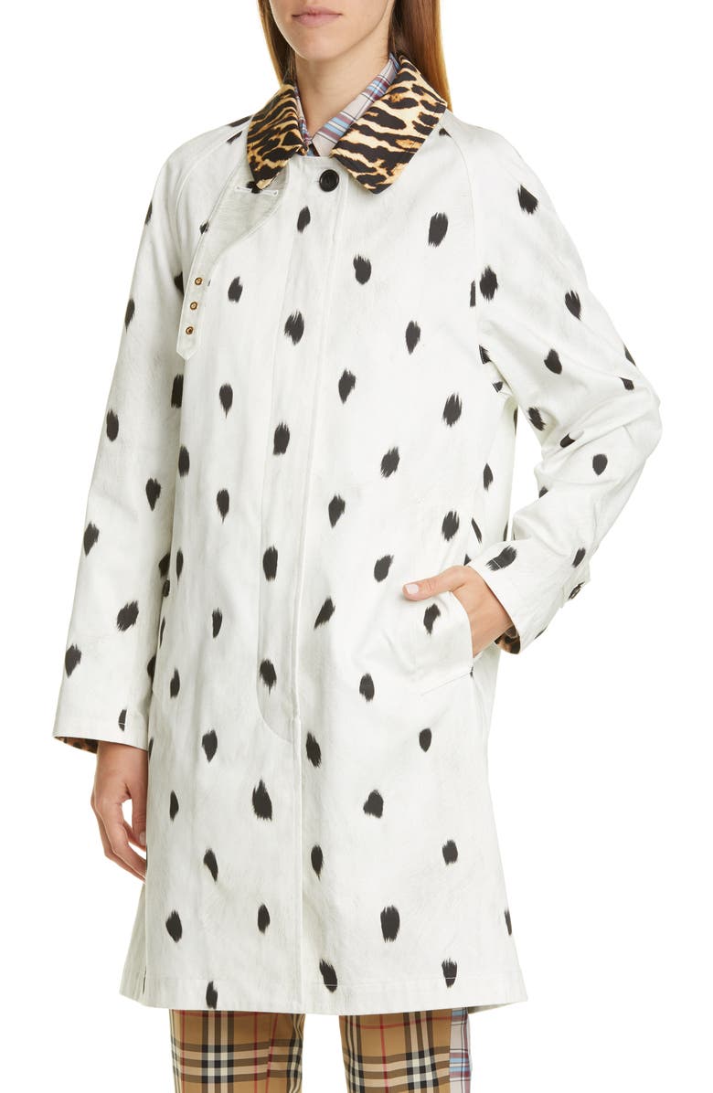 Burberry Carrington Animal Print Cotton Car Coat, Alternate, color,