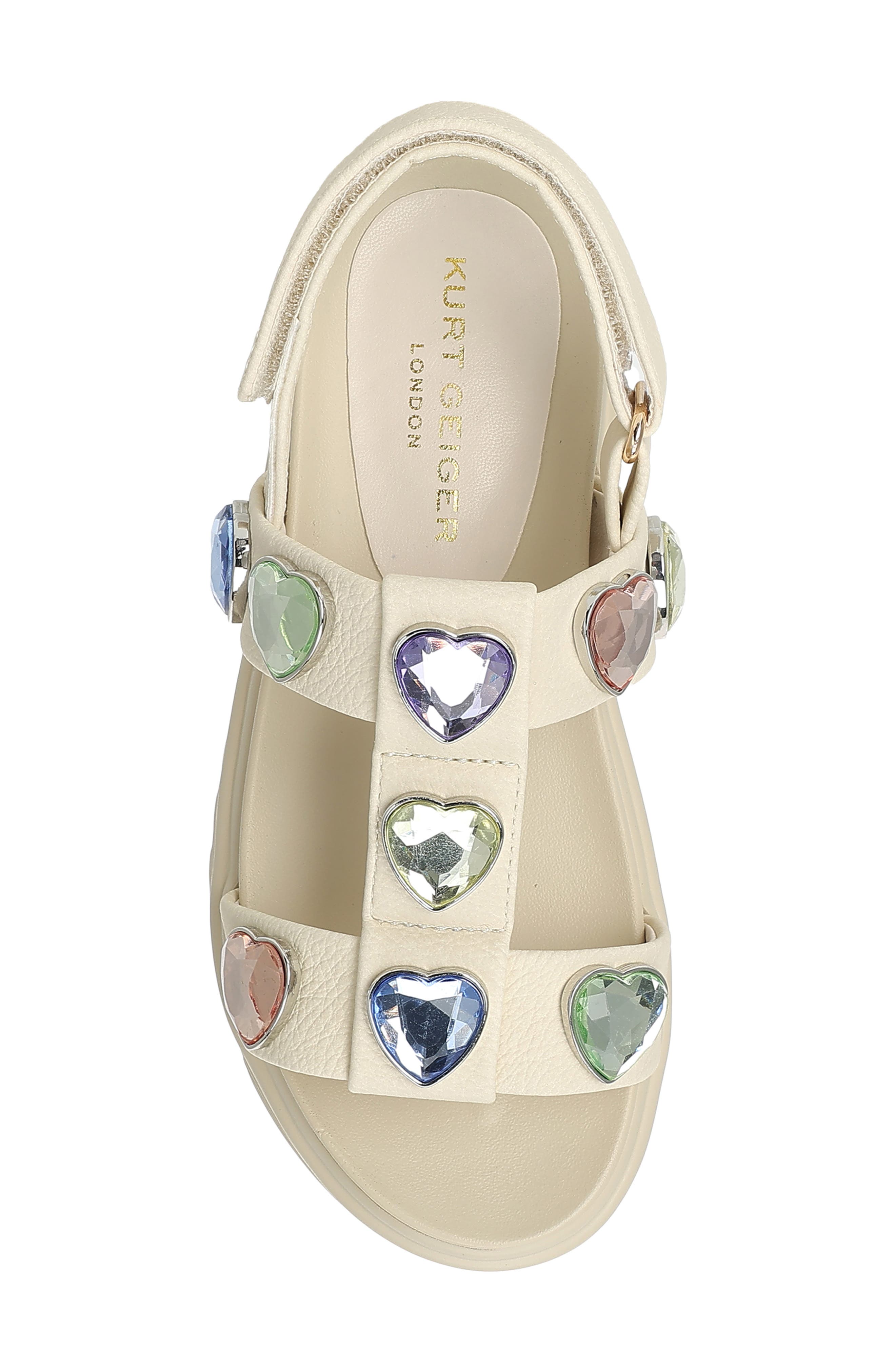 Kurt Geiger London Kids' Mini Orson Heart Slingback Sandal, Alternate, color, Bone