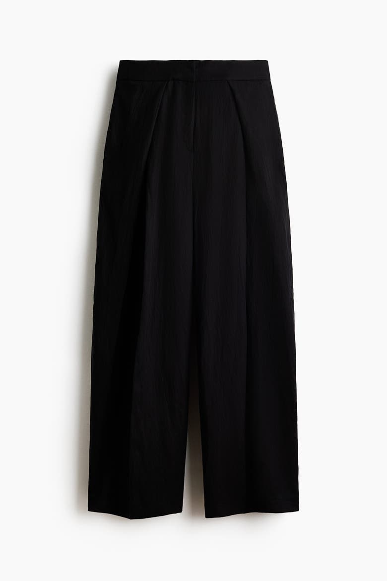 Crinkled Wrap-detail Pants, Alternate, color, Black