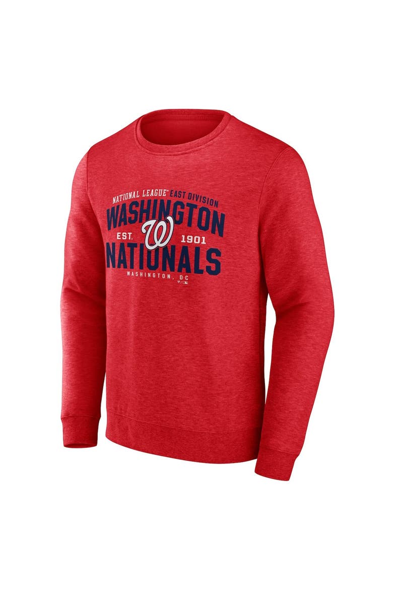 Men's Fanatics Branded Heathered Red Washington Nationals Classic Move Pullover Sweatshirt, Alternate, color, Heather Red