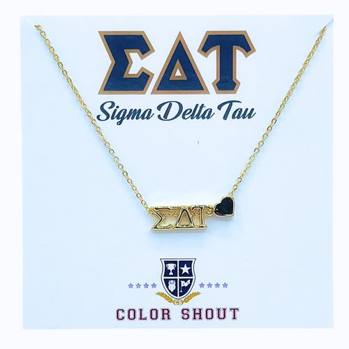Color Shout Sigma Delta Tau Sorority Gold Heart Necklace In Gold