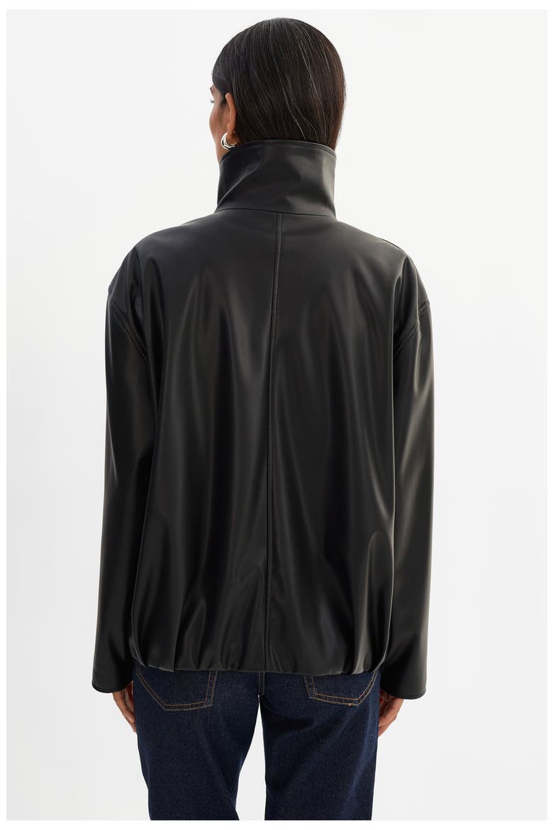 DENITA | Faux Leather Oversized Bomber Jacket, Alternate, color, Black