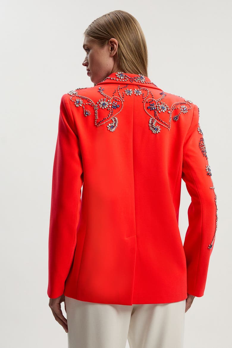 Embellished Single Breasted Blazer, Alternate, color, Red