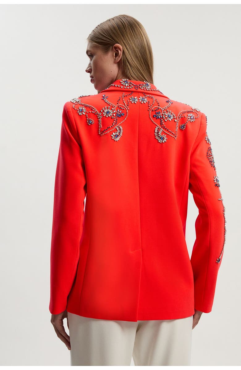 Karen Millen Embellished Single Breasted Blazer, Alternate, color, Red