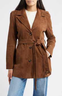 Bernardo Belted Suede Coat