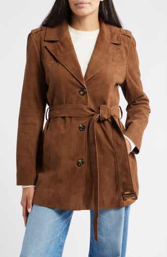 Bernardo Belted Suede Coat