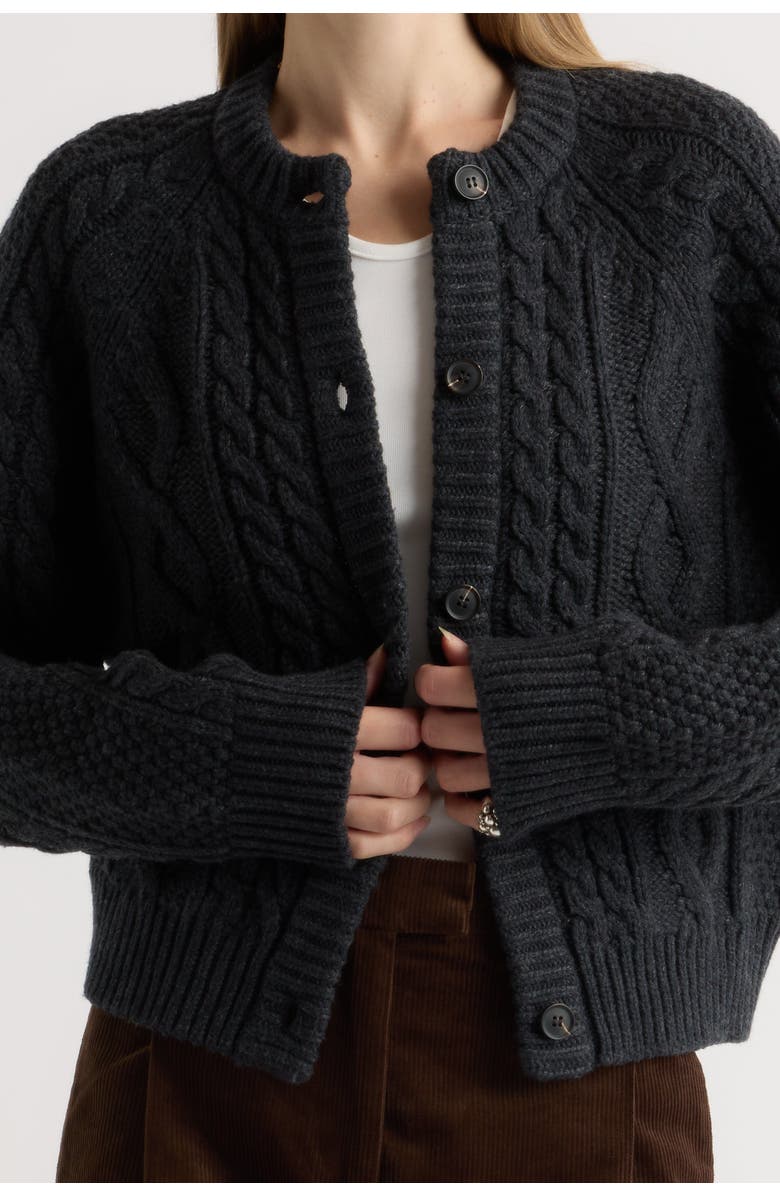 Modern Citizen Eloise Button Cable Cardigan, Alternate, color, Charcoal
