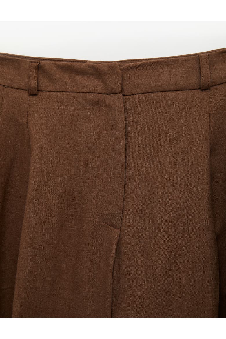 Linen Blend Wide Leg Pants with Pleat, Alternate, color, BROWN