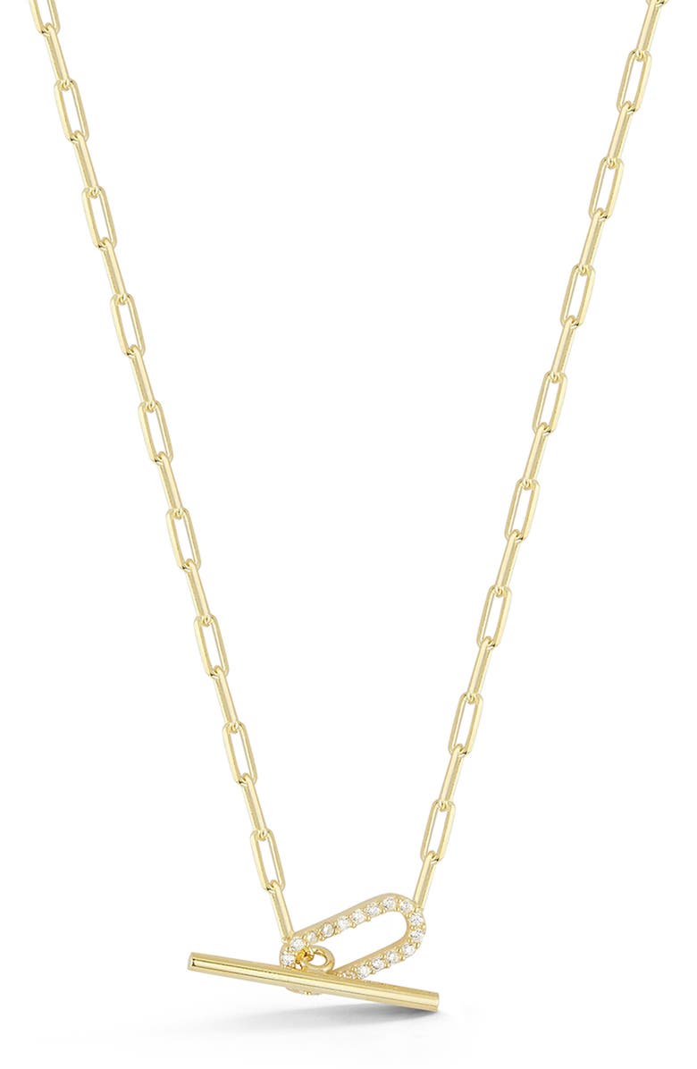 GLAZE JEWELRY Pavé Cubic Zirconia Link Toggle Necklace, Main, color, Gold