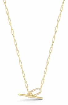GLAZE JEWELRY Pavé Cubic Zirconia Link Toggle Necklace