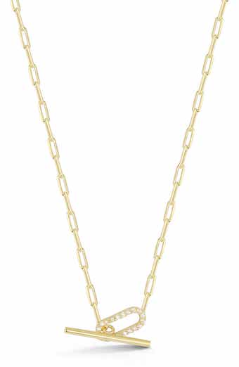 Pavé Cubic Zirconia Link Toggle Necklace