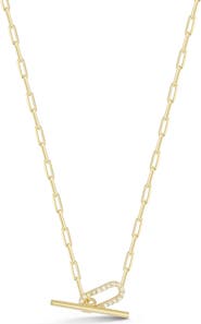 GLAZE JEWELRY Pavé Cubic Zirconia Link Toggle Necklace