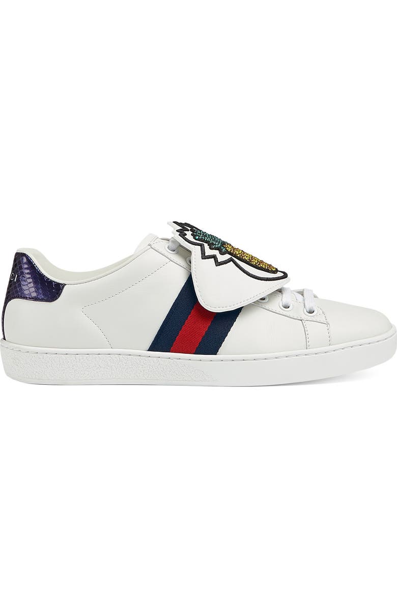 Gucci New Ace Pineapple Embroidered Patch Low Top Sneaker, Main, color,